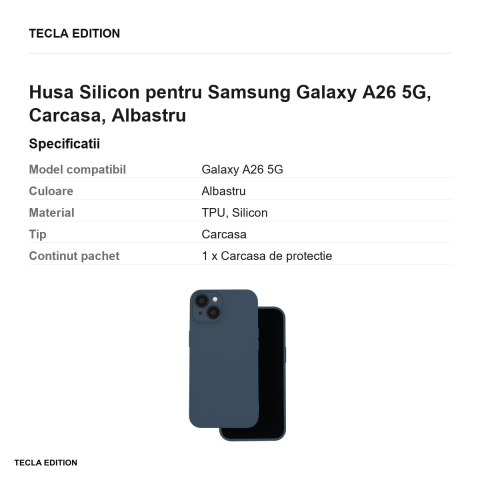 Husa Silicon pentru Samsung Galaxy A26 5G, Carcasa, Albastru [2]