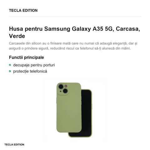 Husa Silicon pentru Samsung Galaxy A35 5G, Carcasa, Verde [1]