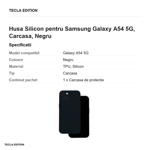 Husa Silicon pentru Samsung Galaxy A54 5G, Carcasa, Negru [2]
