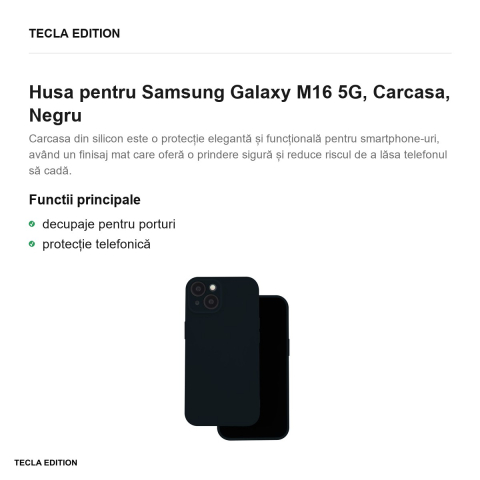 Husa Silicon pentru Samsung Galaxy M16 5G, Carcasa, Negru [1]