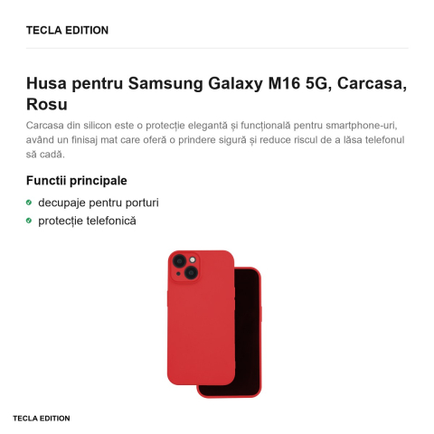 Husa Silicon pentru Samsung Galaxy M16 5G, Carcasa, Rosu [1]