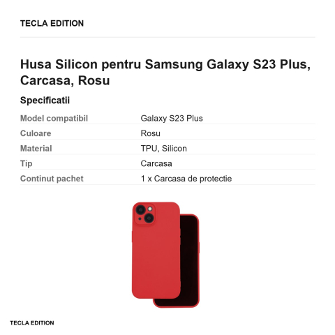 Husa Silicon pentru Samsung Galaxy S23 Plus, Carcasa, Rosu [2]
