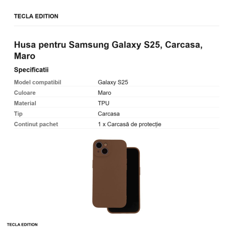Husa Silicon pentru Samsung Galaxy S25, Carcasa, Maro [2]