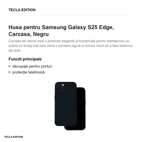 Husa Silicon pentru Samsung Galaxy S25 Edge, Carcasa, Negru [1]