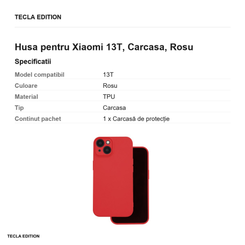 Husa Silicon pentru Xiaomi 13T, Carcasa, Rosu [2]