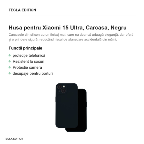 Husa Silicon pentru Xiaomi 15 Ultra, Carcasa, Negru [1]