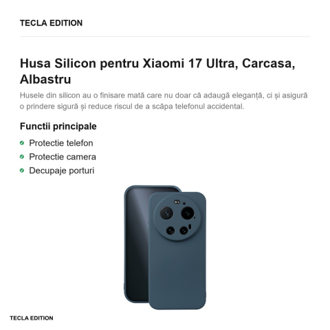 Husa Silicon pentru Xiaomi 17 Ultra, Carcasa, Albastru [1]