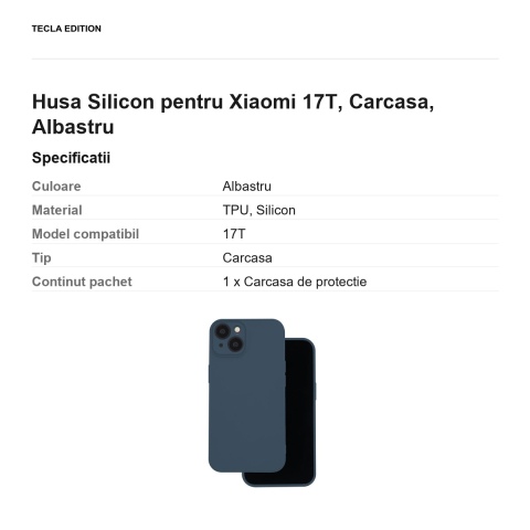 Husa Silicon pentru Xiaomi 17T, Carcasa, Albastru [2]