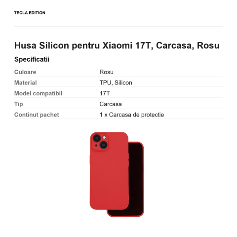 Husa Silicon pentru Xiaomi 17T, Carcasa, Rosu [2]