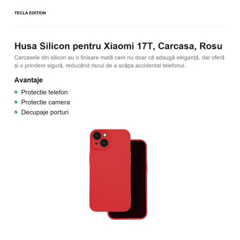 Husa Silicon pentru Xiaomi 17T, Carcasa, Rosu [1]
