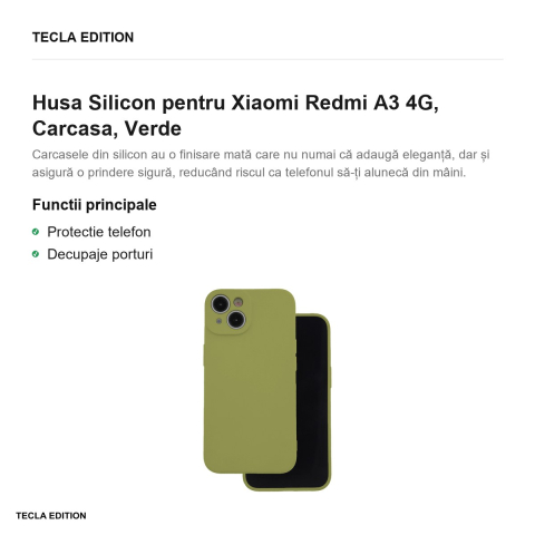 Husa Silicon pentru Xiaomi Redmi A3 4G, Carcasa, Verde [1]