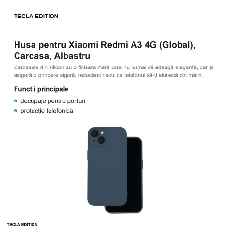 Husa Silicon pentru Xiaomi Redmi A3 4G (Global), Carcasa, Albastru [1]