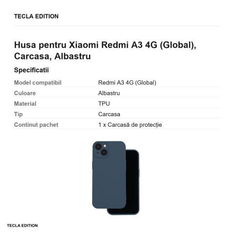 Husa Silicon pentru Xiaomi Redmi A3 4G (Global), Carcasa, Albastru [2]