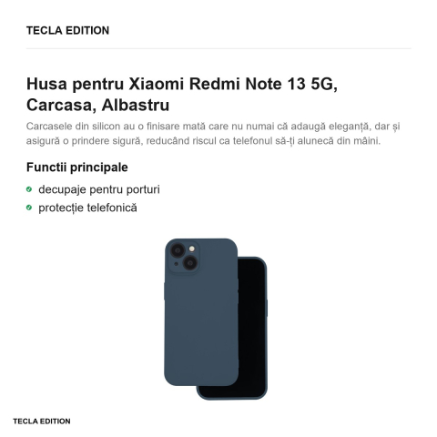 Husa Silicon pentru Xiaomi Redmi Note 13 5G, Carcasa, Albastru [1]