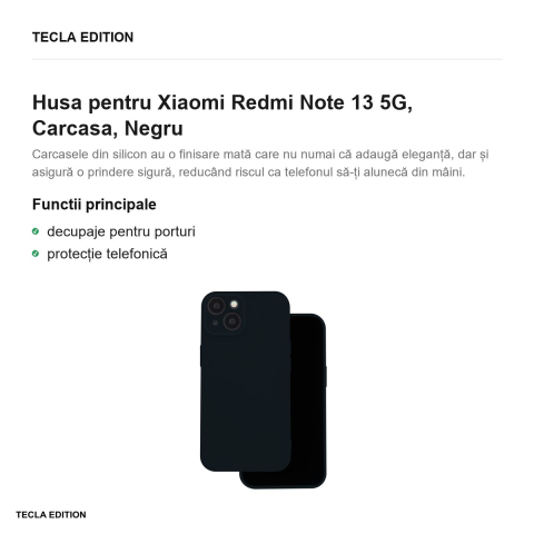 Husa Silicon pentru Xiaomi Redmi Note 13 5G, Carcasa, Negru [1]