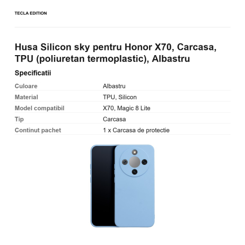 Husa Silicon sky pentru Honor X70, Carcasa, TPU (poliuretan termoplastic), Albastru [2]