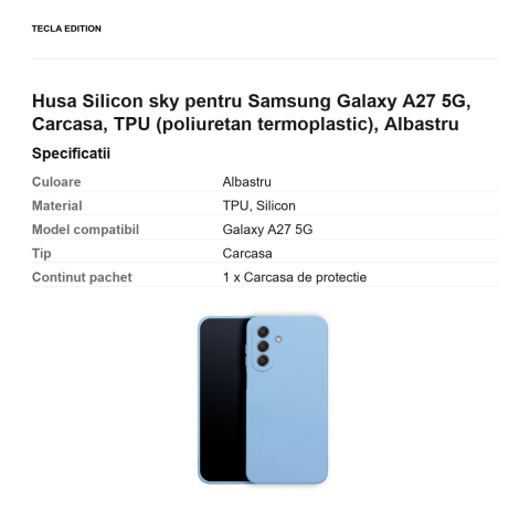 Husa Silicon sky pentru Samsung Galaxy A27 5G, Carcasa, TPU (poliuretan termoplastic), Albastru [2]