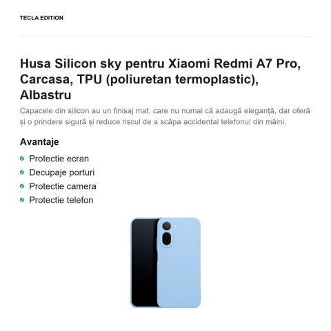 Husa Silicon sky pentru Xiaomi Redmi A7 Pro, Carcasa, TPU (poliuretan termoplastic), Albastru [1]