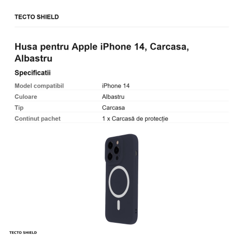 Husa Silicon Soft Mag pentru Apple iPhone 14, Carcasa, Albastru [2]