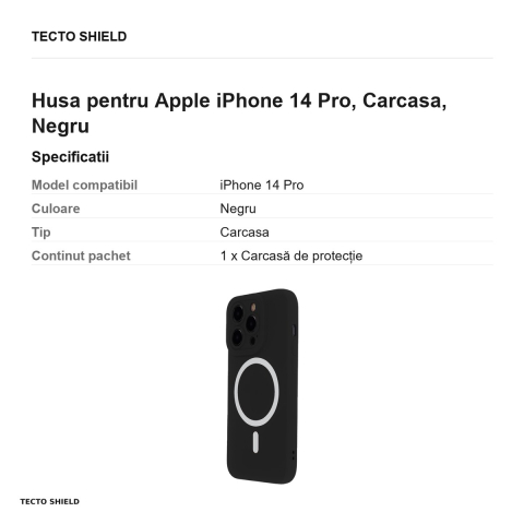 Husa Silicon Soft Mag pentru Apple iPhone 14 Pro, Carcasa, Negru [2]