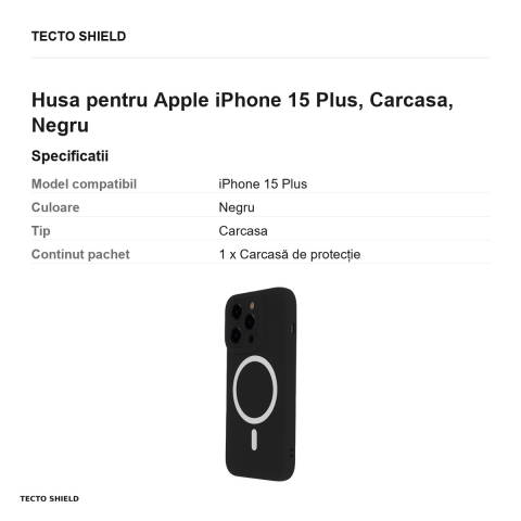 Husa Silicon Soft Mag pentru Apple iPhone 15 Plus, Carcasa, Negru [2]
