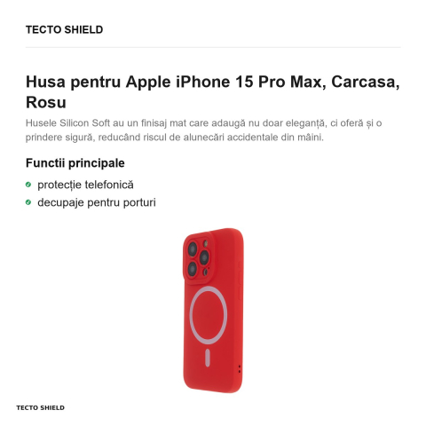 Husa Silicon Soft Mag pentru Apple iPhone 15 Pro Max, Carcasa, Rosu [1]