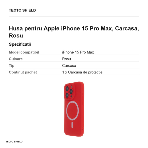 Husa Silicon Soft Mag pentru Apple iPhone 15 Pro Max, Carcasa, Rosu [2]