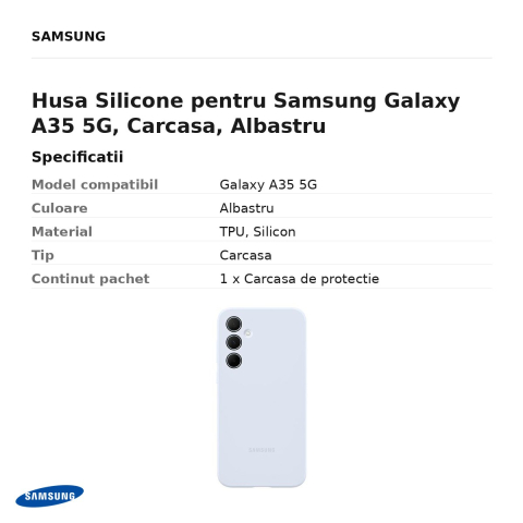 Husa Silicone pentru Samsung Galaxy A35 5G, Carcasa, Albastru [2]