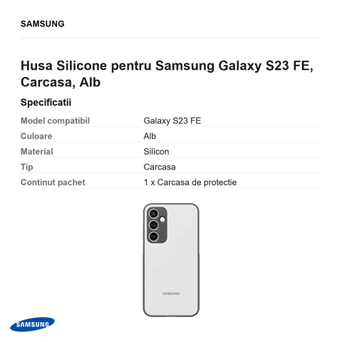 Husa Silicone pentru Samsung Galaxy S23 FE, Carcasa, Alb [2]
