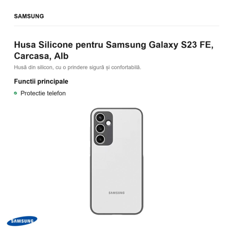 Husa Silicone pentru Samsung Galaxy S23 FE, Carcasa, Alb [1]