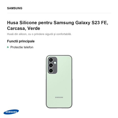 Husa Silicone pentru Samsung Galaxy S23 FE, Carcasa, Verde [1]