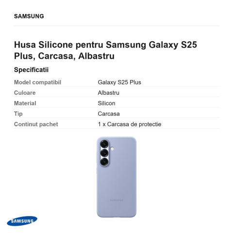 Husa Silicone pentru Samsung Galaxy S25 Plus, Carcasa, Albastru [2]