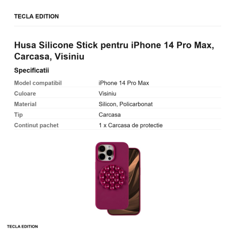 Husa Silicone Stick pentru iPhone 14 Pro Max, Carcasa, Visiniu [2]