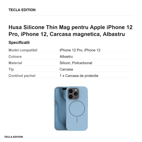 Husa Silicone Thin Mag pentru Apple iPhone 12 Pro, iPhone 12, Carcasa magnetica, Albastru [2]