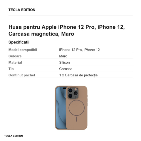 Husa Silicone Thin Mag pentru Apple iPhone 12 Pro, iPhone 12, Carcasa magnetica, Maro [2]