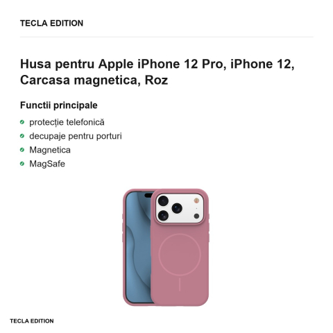 Husa Silicone Thin Mag pentru Apple iPhone 12 Pro, iPhone 12, Carcasa magnetica, Roz [1]