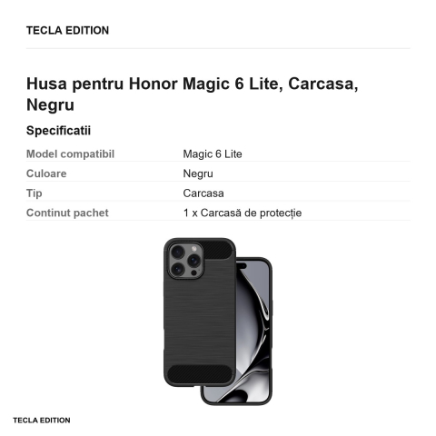 Husa Simple Black pentru Honor Magic 6 Lite, Carcasa, Negru [2]