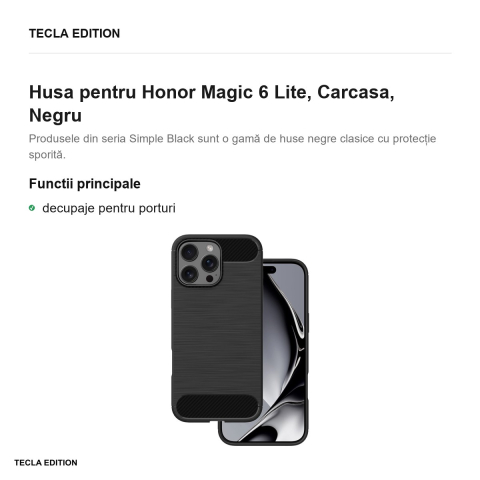 Husa Simple Black pentru Honor Magic 6 Lite, Carcasa, Negru [1]