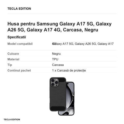 Husa Simple Black pentru Samsung Galaxy A17 5G, Galaxy A26 5G, Galaxy A17 4G, Carcasa, Negru [2]