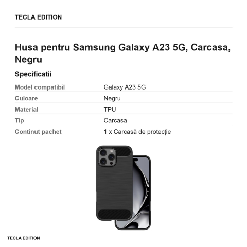 Husa Simple Black pentru Samsung Galaxy A23 5G, Carcasa, Negru [2]