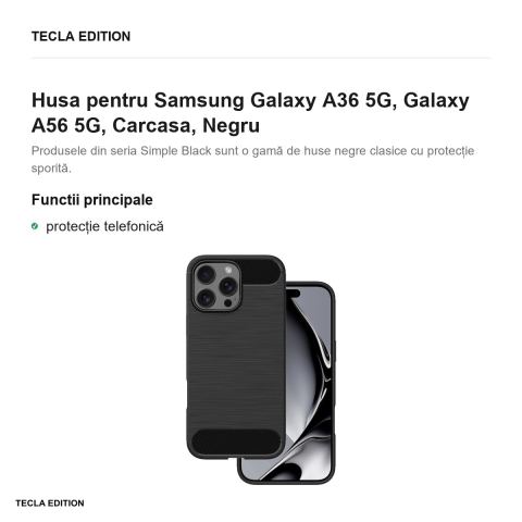 Husa Simple Black pentru Samsung Galaxy A36 5G, Galaxy A56 5G, Carcasa, Negru [1]