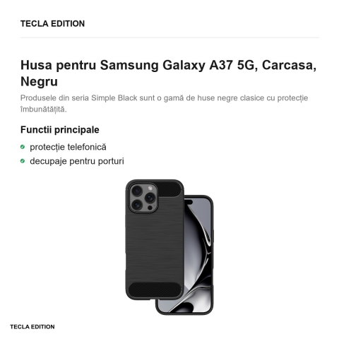 Husa Simple Black pentru Samsung Galaxy A37 5G, Carcasa, Negru [1]