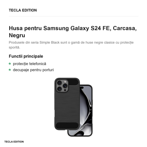 Husa Simple Black pentru Samsung Galaxy S24 FE, Carcasa, Negru [1]