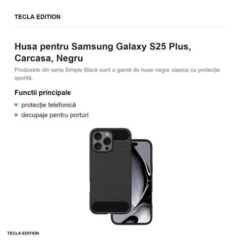 Husa Simple Black pentru Samsung Galaxy S25 Plus, Carcasa, Negru [1]