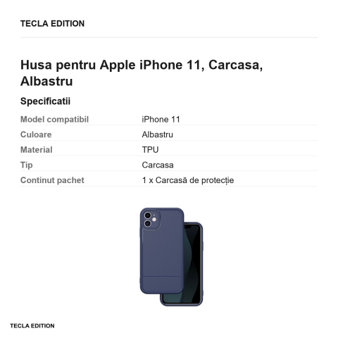 Husa Simple Carbon pentru Apple iPhone 11, Carcasa, Albastru [2]
