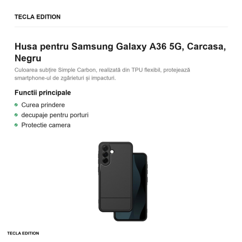 Husa Simple Carbon pentru Samsung Galaxy A36 5G, Carcasa, Negru [1]