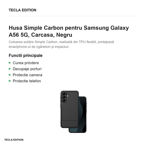 Husa Simple Carbon pentru Samsung Galaxy A56 5G, Carcasa, Negru [1]