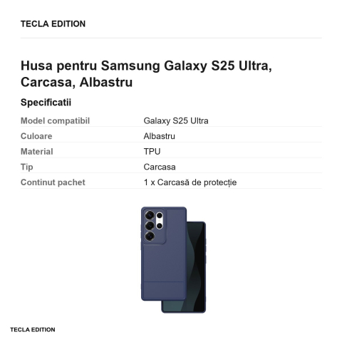 Husa Simple Carbon pentru Samsung Galaxy S25 Ultra, Carcasa, Albastru [2]