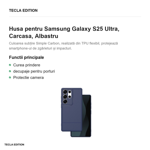Husa Simple Carbon pentru Samsung Galaxy S25 Ultra, Carcasa, Albastru [1]