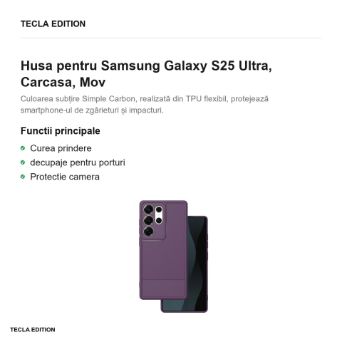 Husa Simple Carbon pentru Samsung Galaxy S25 Ultra, Carcasa, Mov [1]
